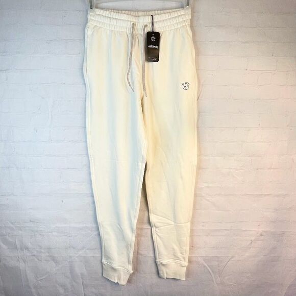 anytime R+R Sweatpants Womens Size S White Ribbed Ankle Athleisure Joggers - Picture 2 of 12